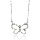 Silver 925 Rhodium Plated Open Butterfly CZ Necklace - BGP00427 | Silver Palace Inc.