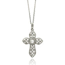 Silver 925 Rhodium Plated Net Cross CZ Necklace - BGP00431 | Silver Palace Inc.