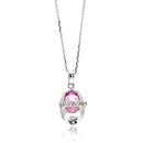 Silver 925 Rhodium Plated Baby Shoe Pink CZ Necklace - BGP00442 | Silver Palace Inc.