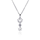 Silver 925 Rhodium Plated Open Flower CZ Hanging Necklace - BGP00476 | Silver Palace Inc.
