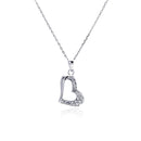 Silver 925 Rhodium Plated Open Heart CZ Necklace - BGP00481 | Silver Palace Inc.