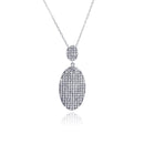 Silver 925 Rhodium Plated Hanging Oval CZ Necklace - BGP00490 | Silver Palace Inc.