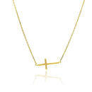Silver 925 Gold Plated Sideways Cross Necklace - BGP00493 | Silver Palace Inc.