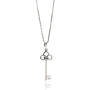 Silver 925 Rhodium Plated Open Key CZ Necklace - BGP00518 | Silver Palace Inc.