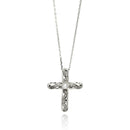 Silver 925 Rhodium Plated Wave Cross CZ Necklace - BGP00523 | Silver Palace Inc.