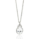 Silver 925 Rhodium Plated Oval CZ Necklace - BGP00536 | Silver Palace Inc.