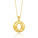 Silver 925 Gold Plated Open O Filigree CZ Center White Onyx Necklace - BGP00559 | Silver Palace Inc.