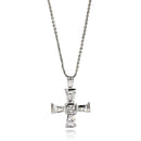 Silver 925 Rhodium Plated Cross Baguette CZ Necklace - BGP00572 | Silver Palace Inc.