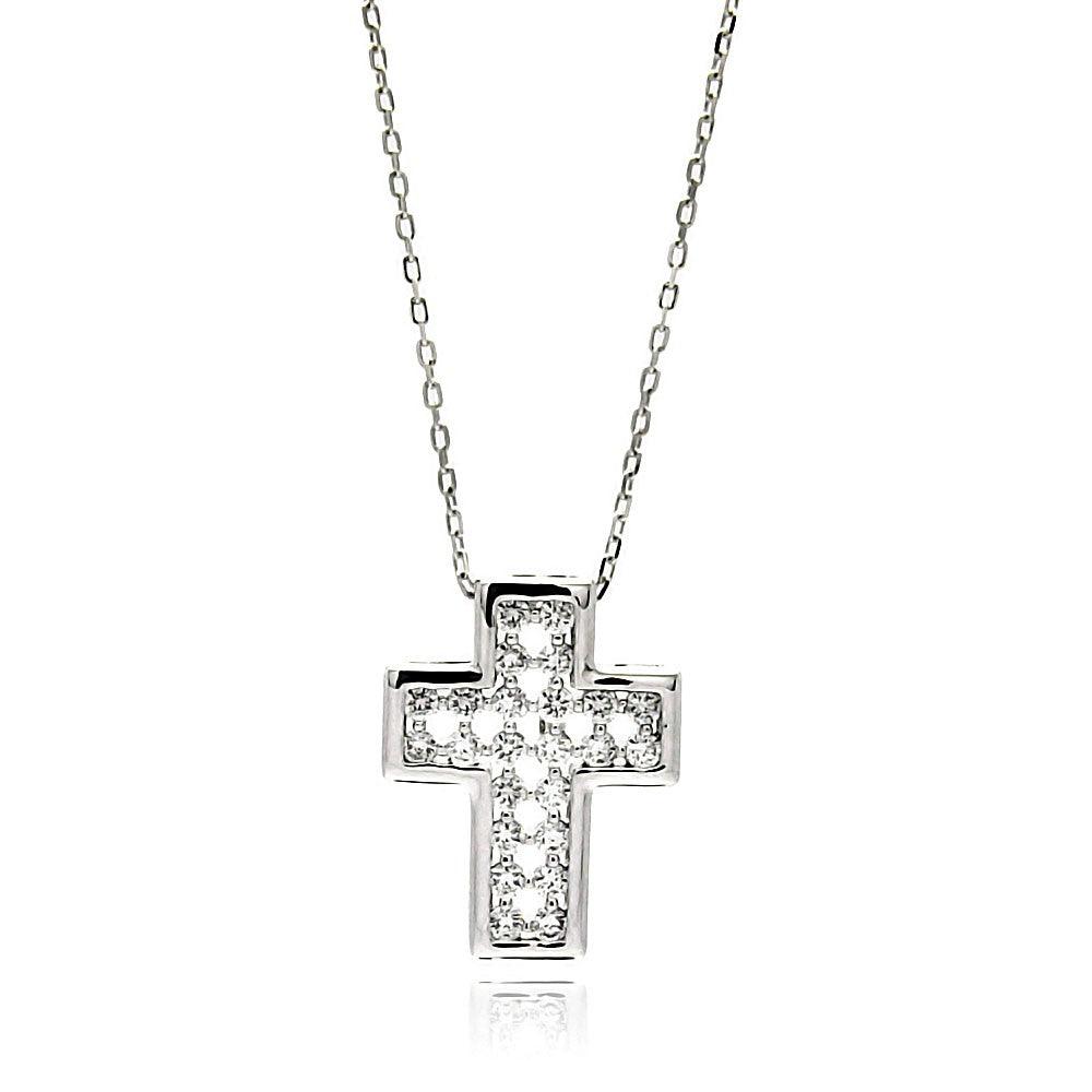 Nialaya Black CZ Cross Rhodium 925 Ring