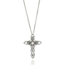 Silver 925 Rhodium Plated Open Cross CZ Necklace - BGP00617 | Silver Palace Inc.