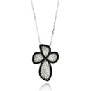 Silver 925 Rhodium Plated Black and Clear Cross CZ Necklace - BGP00632 | Silver Palace Inc.