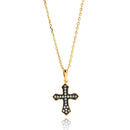 Silver 925 Gold and Rhodium Plated Cross CZ Necklace - BGP00635 | Silver Palace Inc.