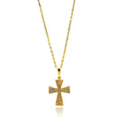 Silver 925 Gold Plated Cross CZ Inlay Dangling Necklace - BGP00650 | Silver Palace Inc.