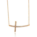 Silver 925 Rose Gold Plated Sideways CZ Inlay Necklace - BGP00669 | Silver Palace Inc.