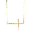 Silver 925 Gold Plated Sideways Cross Clear CZ Necklace - BGP00676 | Silver Palace Inc.
