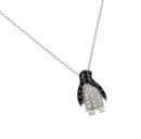 Silver 925 Rhodium Plated Clear and Black CZ Stone Penguin Pendant Necklace - BGP00863 | Silver Palace Inc.