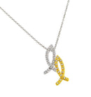 Silver 925 Rhodium Plated and Gold Plated 2 Tone 2 Christian Fish Pendant Necklace - BGP00864 | Silver Palace Inc.