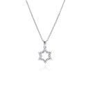 Silver 925 Clear CZ Rhodium Plated Open Star of David Pendant Necklace - STP00030 | Silver Palace Inc.