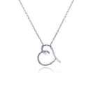 Silver 925 Clear CZ Rhodium Plated Heart Pendant Necklace - STP00033 | Silver Palace Inc.