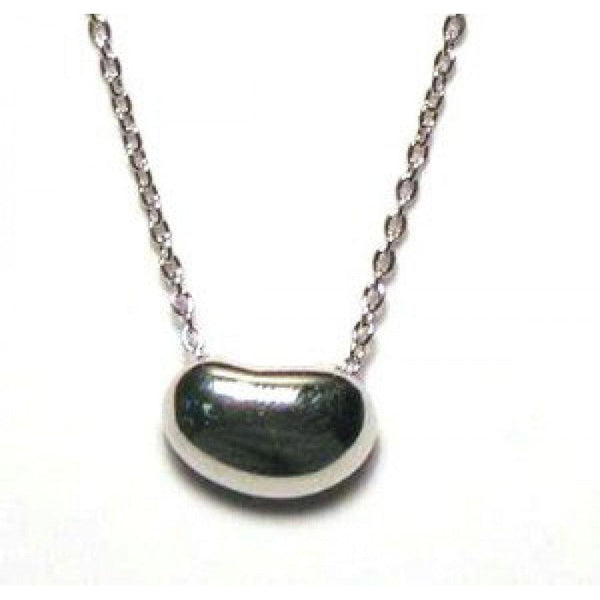 Silver 925 Rhodium Plated Bean Pendant Necklace - STP00046 | Silver Palace Inc.