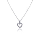 Silver 925 Clear CZ Rhodium Plated Classic Heart Pendant Necklace - STP00098 | Silver Palace Inc.