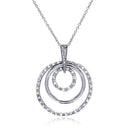 Closeout-Silver 925 Clear CZ Rhodium Plated Multi Circle Pendant Necklace - STP00101 | Silver Palace Inc.