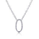 Closeout-Silver 925 Clear CZ Rhodium Plated Oval Pendant Necklace - STP00149 | Silver Palace Inc.