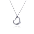 Silver 925 Clear CZ Rhodium Plated Heart Pendant Necklace - STP00161 | Silver Palace Inc.