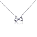 Silver 925 Clear CZ Rhodium Plated Bowtie Pendant Necklace - STP00170 | Silver Palace Inc.