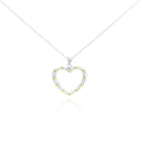 Closeout-Silver 925 Yellow CZ Rhodium Plated Heart Pendant Necklace - STP00243 | Silver Palace Inc.