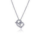 Closeout-Sterling Silver Clear CZ Rhodium Plated Pretzel Pendant Necklace - STP00292 | Silver Palace Inc.