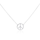 Closeout-Silver 925 Rhodium Plated Peace Sign Pendant Necklace - STP00338 | Silver Palace Inc.