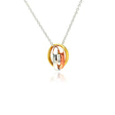 Silver 925 Tri-Color Rhodium Plated Ring Shape Pendant Necklace - STP00349 | Silver Palace Inc.