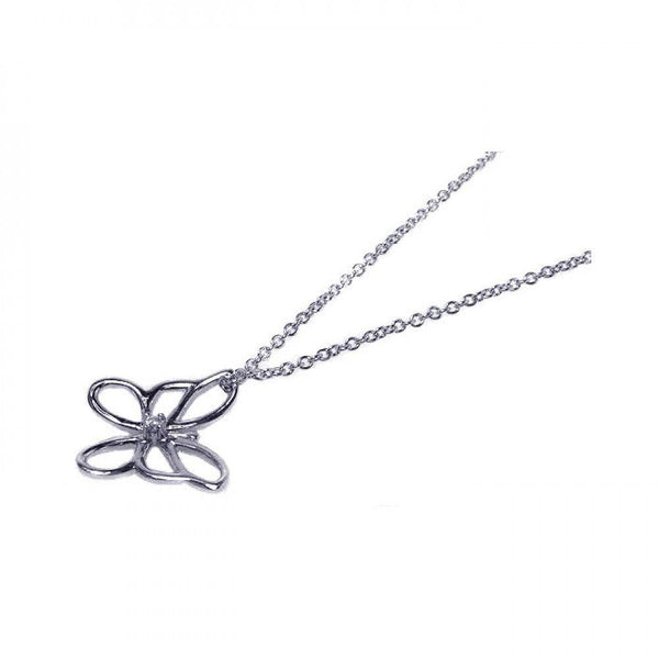 Silver 925 Rhodium Plated Open Butterfly Pendant Necklace - STP00406 | Silver Palace Inc.