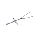 Silver 925 Rhodium Plated CZ Cross Pendant Necklace - STP00441 | Silver Palace Inc.
