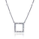 Closeout-Silver 925 Rhodium Plated CZ Open Square Pendant Necklace - STP00450 | Silver Palace Inc.