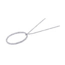 Closeout-Silver 925 Rhodium Plated Clear CZ Oval Pendant Necklace - STP00627 | Silver Palace Inc.