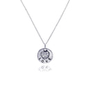Closeout-Silver 925 Rhodium Plated Clear CZ Love Round Pendant Necklace - STP00639 | Silver Palace Inc.