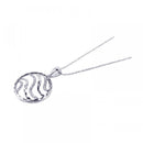 Closeout-Silver 925 Rhodium Plated Clear CZ Swirl Circle Pendant Necklace - STP00707 | Silver Palace Inc.