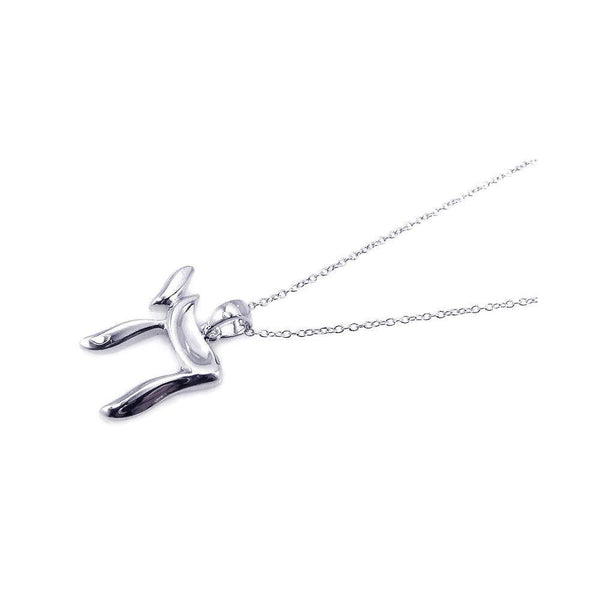 Silver 925 Rhodium Plated Chai Pendant Necklace - STP00709 | Silver Palace Inc.