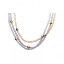 Closeout-Silver 925 Gold and Rhodium Plated Bead 3 Strand Pendant Necklace - STP00736 | Silver Palace Inc.