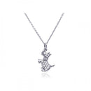 Silver 925 Rhodium Plated Clear CZ Dog Pendant Necklace - STP00748 | Silver Palace Inc.