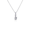 Closeout-Silver 925 Rhodium Plated Clear CZ Cat Pendant Necklace - STP00750 | Silver Palace Inc.