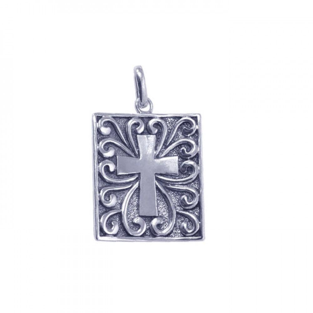 Closeout-Silver 925 Rhodium Plated Cross Pendant - STP00774 | Silver Palace Inc.
