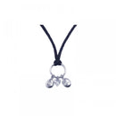 Closeout-Silver 925 Rhodium Plated Clear CZ Charm Pendant Leather Necklace - STP00780 | Silver Palace Inc.