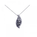 Closeout-Silver 925 Rhodium Plated Clear CZ Flower Pendant Necklace - STP00799 | Silver Palace Inc.