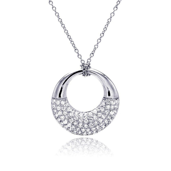 Closeout-Silver 925 Rhodium Plated Clear CZ Ring Pendant Necklace - STP00817CLR | Silver Palace Inc.