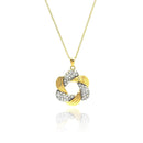 Closeout-Silver 925 Gold and Rhodium Plated Clear CZ Star of David Necklace - STP00825 | Silver Palace Inc.