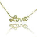 Silver 925 Gold Plated Clear CZ Love Pendant Necklace - STP00854GP | Silver Palace Inc.