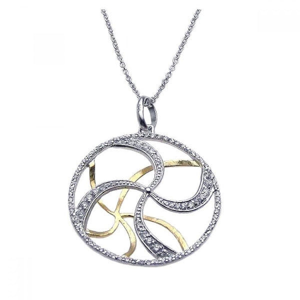 Closeout-Silver 925 Rhodium Plated Clear CZ Swirl Pendant Necklace - STP00859 | Silver Palace Inc.